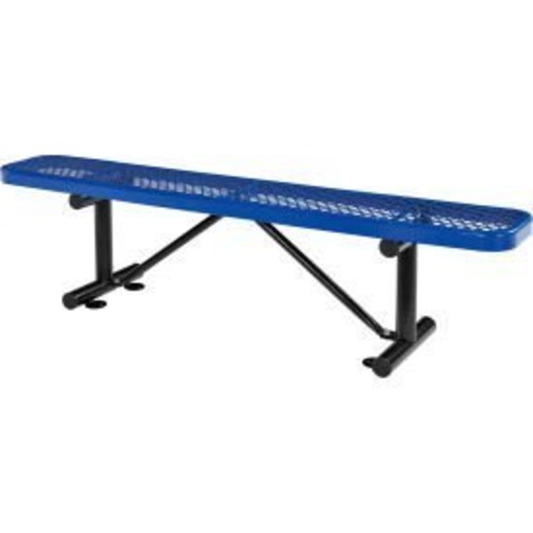 Global Equipment 6 ft. Outdoor Steel Flat Bench - Expanded Metal - Blue 277156BL